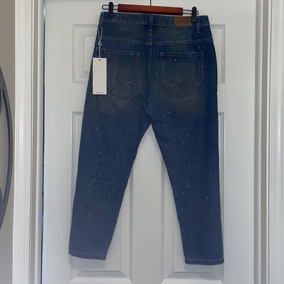 Wildfox Paint Splatter Distressed Baggy Crop Jeans in Da Vinci wash, NWT - Picture 6 of 10